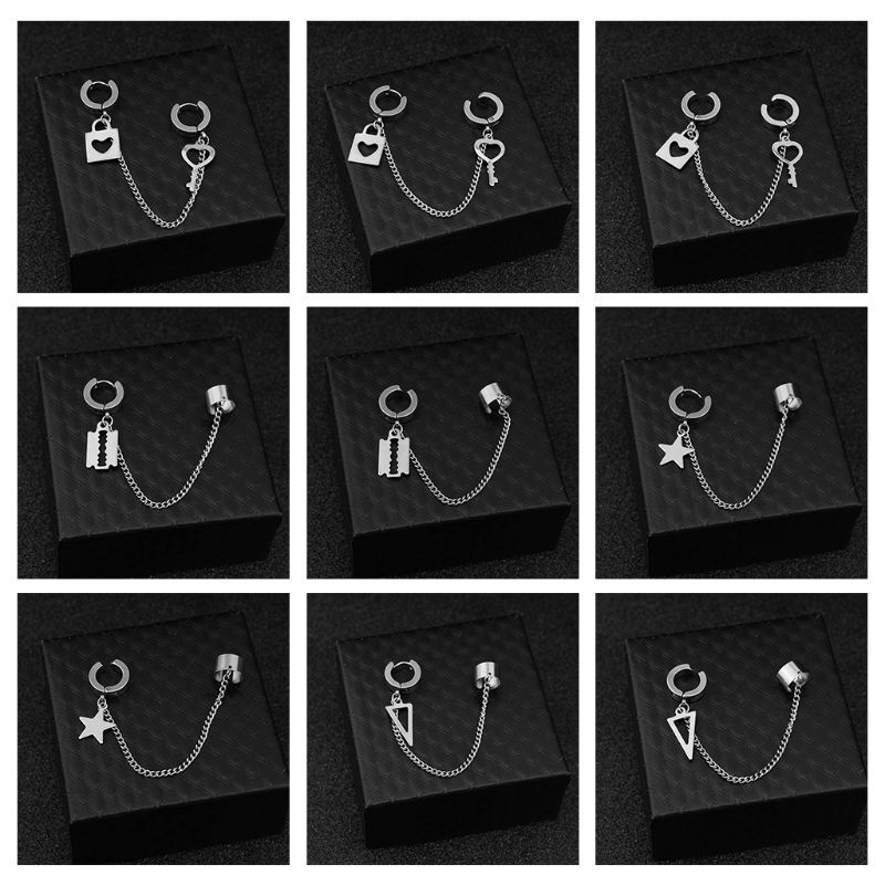 Fashion Stainless Steel Ear Chain for Key Lock Pendant Men Women Earring