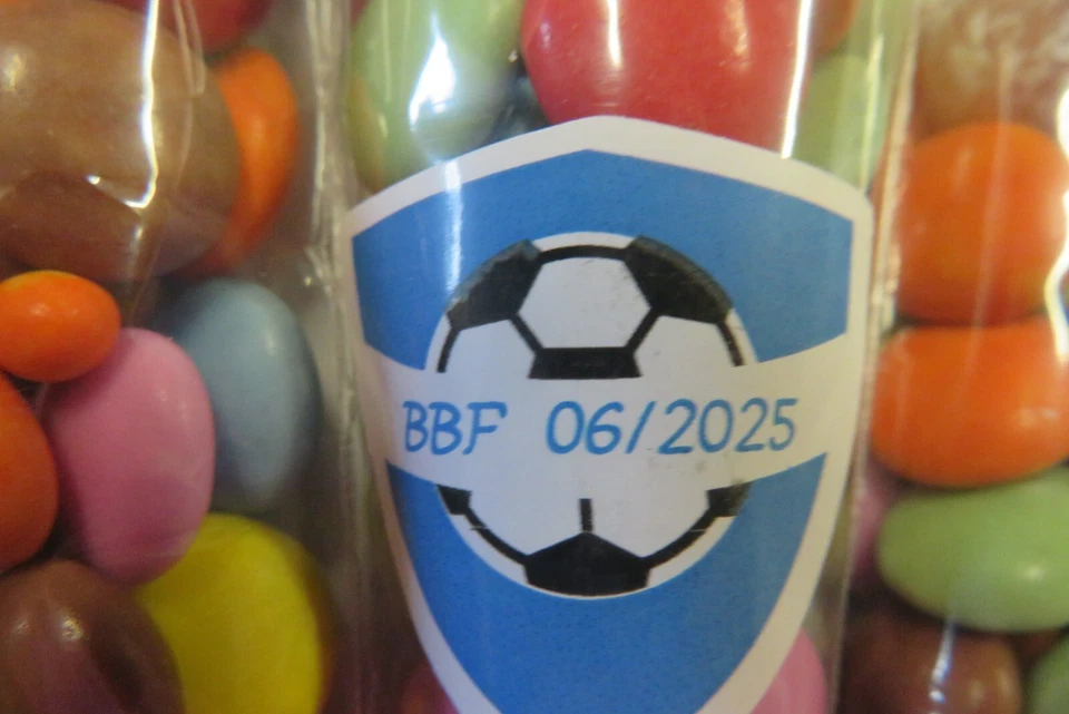 Camisa deportiva etiqueta fiesta cumpleaños dulces x 10 - 100 gramos ENVÍO GRATUITO REINO UNIDO Foto 4 de 4