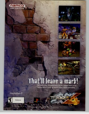 Tekken 4 PS2 Playstation 2 2002 Vintage Print Ad/Poster Official Promo Art Rare