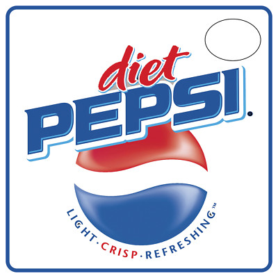 Soda, ''diet pepsi'' Set of 2 beverage stickers, decals for mobile vendors. 5''x5''