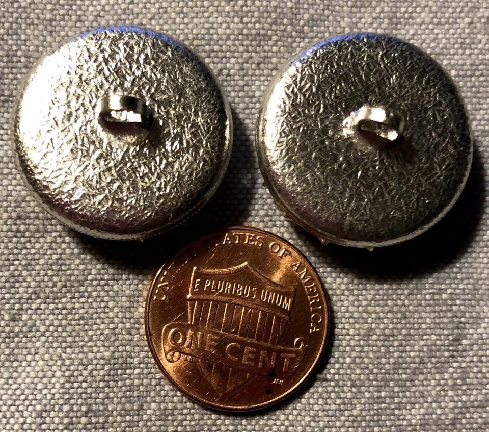 TWO Domed Silver Tone Metal Colorful Rhinestones Button Almost 7/8" 22mm 9070 - Image 3 of 3