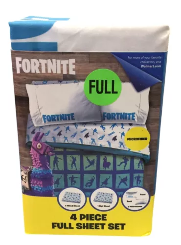 Fortnite Full 4 Piece Sheet Set Microfiber Aqua Purple