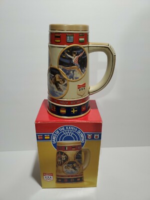 Vintage XXIVth Olympic Games Budweiser Beer Stein Seoul Korea 1988 VTG