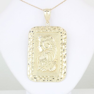 10K Yellow Gold Nugget Lady Fortuna Rectangle Ingot Style - Main Image