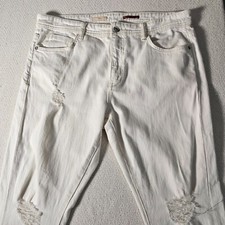 Anthropologie Jeans Womens 32 White Pilcro  The Letterpress Distressed Straight