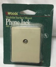 Woods Modular Surface Mount Phone Jack NIB Vintage 