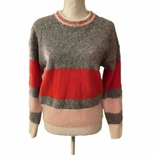  Other Stories Womens Color Block Stripe Sweater Wool Alpaca Mohair Sz Small