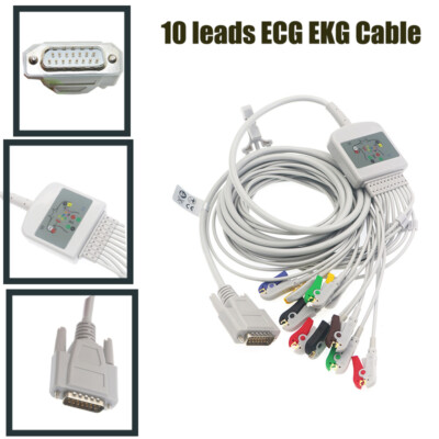 Fit for Nihon Kohden 15 pin 10 Leads Grabber EKG Cardiofax ECG-1250A, ECG-9620