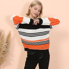 Drop Shoulder Striped Knit Sweater