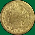 1883 Racketeer Nickel Gold Plated Liberty Head V Nickel Very Good VG Coin #41323