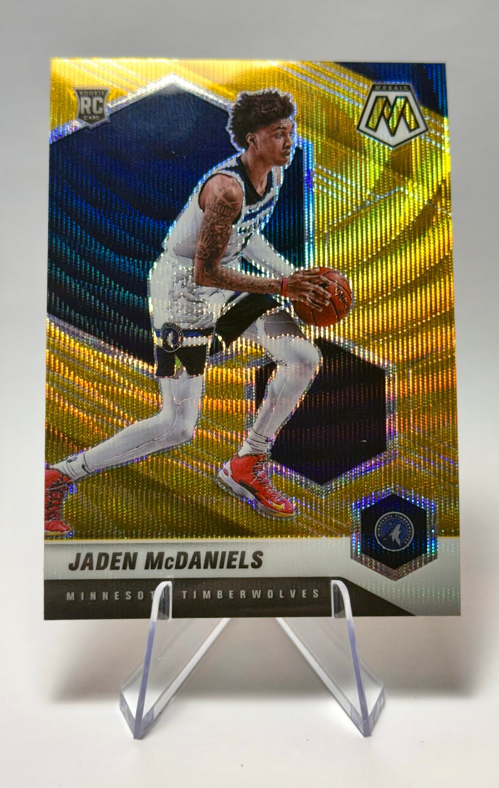 Jaden McDaniels 2020-21 Mosaic Gold Wave (RC) #235 TIMBERWOLVES
