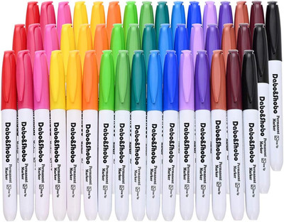 Dabo & Shobo 48 Colors Permanent Markers, Fast Drying, Suitable for Classroom Of