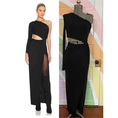 NWT Torn by Ronny Kobo Everleigh Maxi Slinky Cut Out One Shoulder Dress - S   