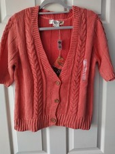 Old Navy Sun Rinsed Orange Chunky Cable  Knit Maternity Cardigan 100% Cotton M