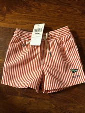 Toddlers 3m/6m Polo Ralph Lauren Yacht Club Swim Trunks Orange White Stripes