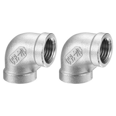 2 Stk 90° Edelstahl-Adapter NPT 1/4'' W-W für Wasserrohr/Luftschlauch
