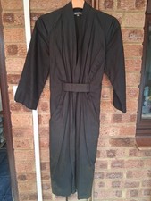 Emily And Fin Women's Midi Dress UK M Black 100% Cotton Silhouette