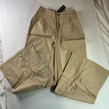 PrettyLittleThing Size 6 Tan Pinstripe Wide Leg Pants NWT Women's NEW
