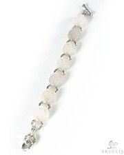 Carpe Diem - Bracciale teschio cristallo intagliato a mano in agata, misura regolabile