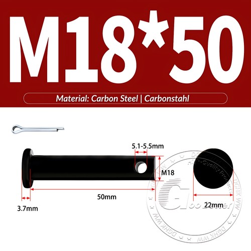 Pasador de horquilla negro pasador de bisagra pasador de retención pasador de aparejo métrico de acero al carbono M4-M30 - Imagen 143 de 201