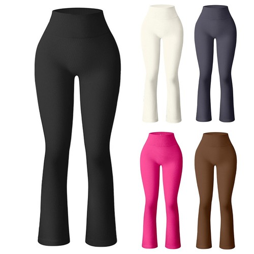 Black Elasticity Casual Flare Sweat Pants Sexy Fitness Yoga Trousers for Women - Picture 3 of 18