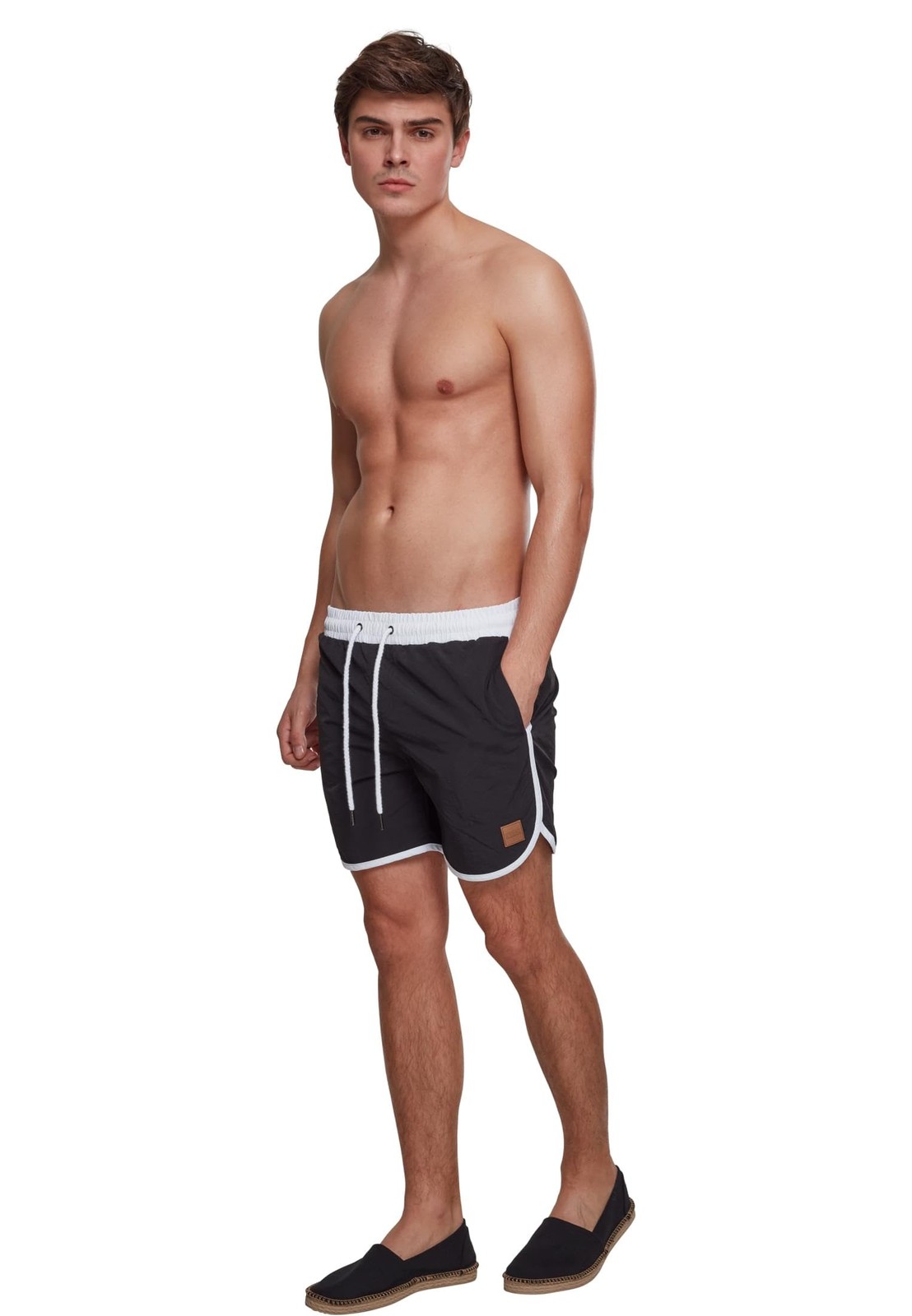 Short de bain rétro noir de qualité supérieure coupe XXXXL pour homme