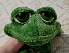 Russ Berrie Dermot Frog Plush Stuffed Animal Lil Peepers Big Eyes 11" EUC
