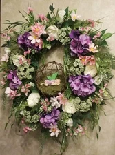 Flower Wreath Fairy Garden Arrangement Spring Summer Decor