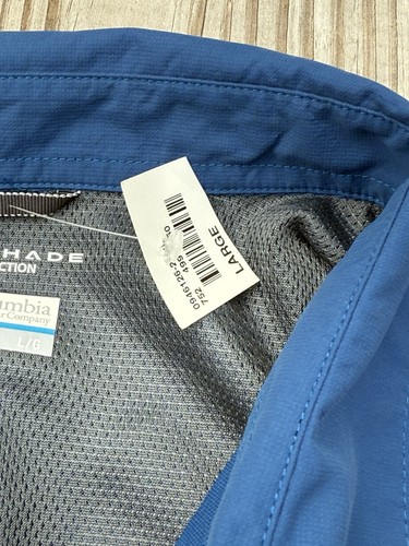 Columbia Kestrel Trail Omni-Shade Shirt Men’s Large Blue UPF 50 NWT Outdoor Hike - Picture 9 of 18