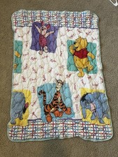 1997 Winnie the Pooh Baby Quilt Blanket Piglet Tigger Eeyore Multicolor 48x36