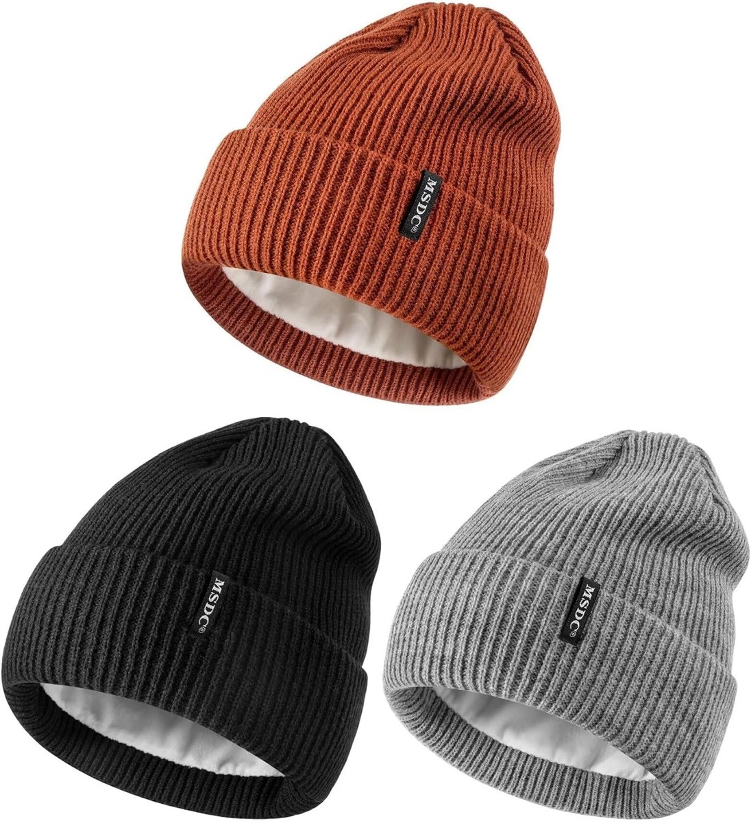 MSDC Beanies Women 3 Pack, Winter Hats for One Size, Black+  display picture 2