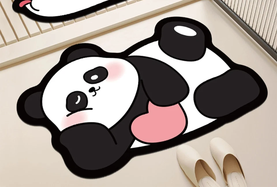 Tapis de sol panda antidérapant en caoutchouc pour salle de bain 50x80cm - Photo 2/2