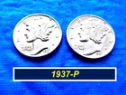 1937-P Mercury Dime ➬ "Uncirculated" ➬ Split Upper/Lower Bands ➬ Luster ➬ 337a