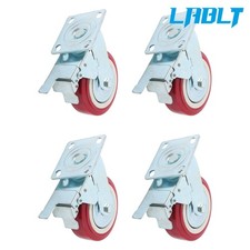LABLT 4Pcs 6"×2" universal Heavy Duty caster 360 degree swivel With Brakes Red