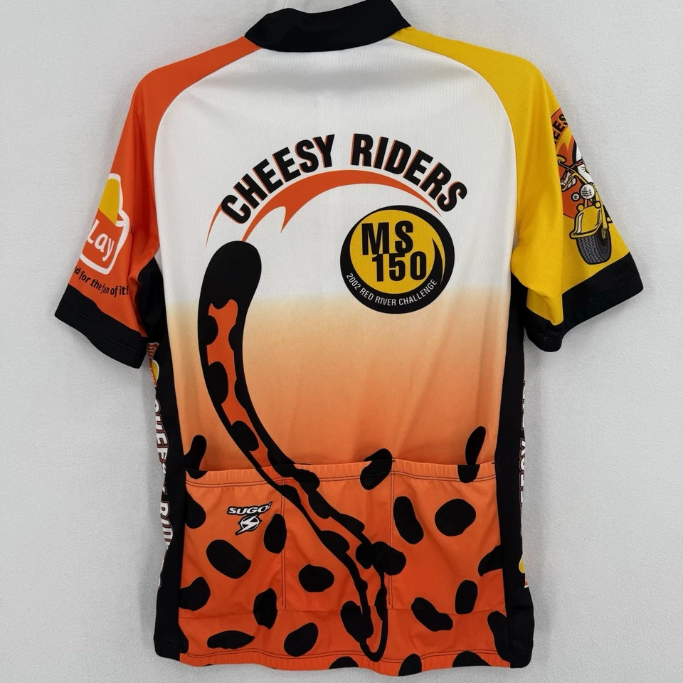 Sugoi Cheetos Cheesy Riders Cycling Jersey Size Large Full Zip Shirt Orange 2002 - Image 3 of 4