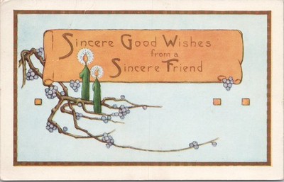 Postcard Christmas Sincere Good Wishes From Sincere Friend Whitney Made 1919