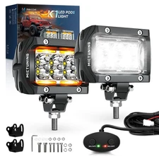 2pcs 4 Inch LED Pods Light Flood Beam Offroad Driving Fog Lamp with Wire Harness