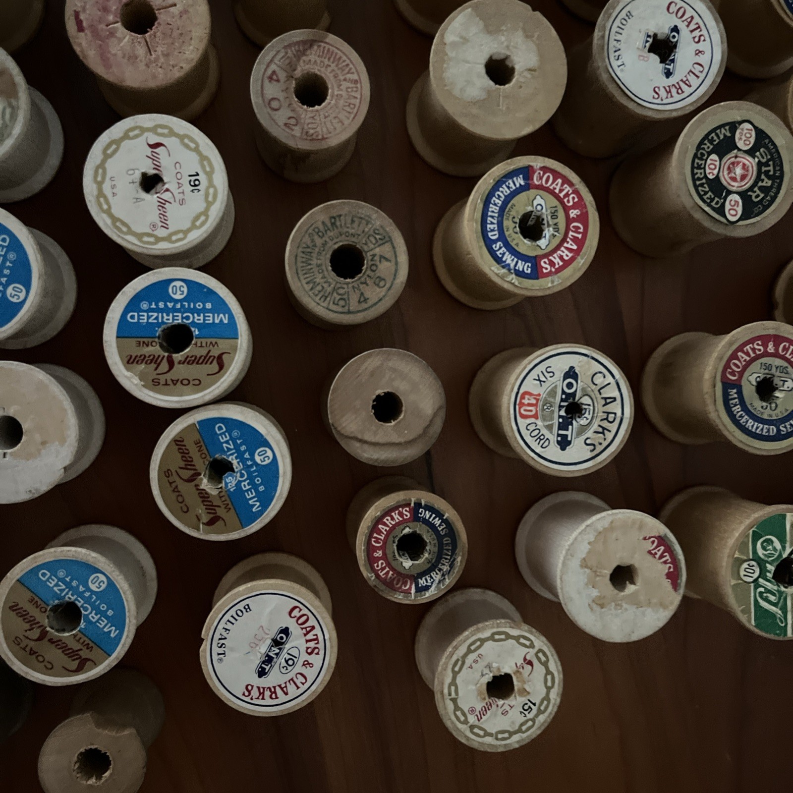 Lot 84  Vintage J&P Coats & Clark Star  Talon Sewing Thread Empty Wooden Spools