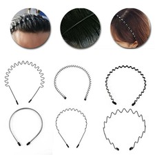 1x Black Metal Wavy Headband Hair Hoops Sports Unisex Bands For Men W NEW M4P8
