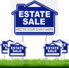 5 Pack Estate Sale Signs Set with Stakes 16 X 12 Inch Double Sided Large Directi