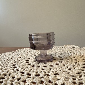Vintage Glass Light Purple Amethyst Footed Open Salt Cellar or Salt Dip