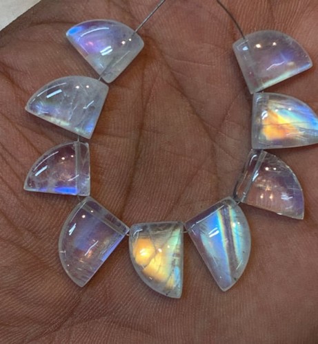 AAAAA Quality Natural Rainbow Moonstone Smooth Fancy Briolette 10x12.5-11x15 MM - Picture 16 of 16