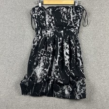 Vintage Strapless Dress Size 10 Black Silver Cocktail Party Y2K Goth Emanuelle Y