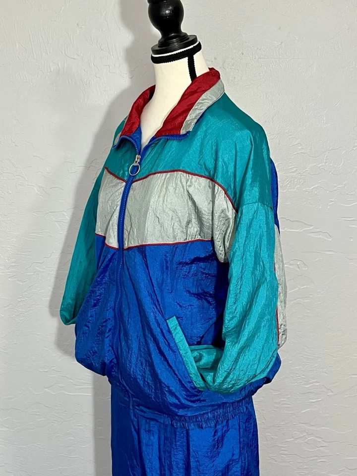 蓝色/麦片/灰色大号运动作品 2 件套风衣运动服 — 第 2/4 张图片