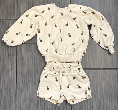 Miles The Label Girls Pineapple Shorts Set Organic Cotton Top (2Y) Bottom (3Y)