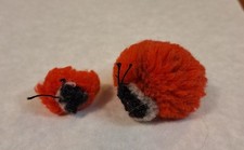 2 Vintage Steiff miniature wool pompom ladybugs 2 inch  1 inch READ