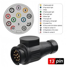 Anh&auml;ngerstecker 13polig 12V Kunststoff Stecker PKW Anh&auml;nger Beleuchtung Auto DE