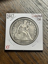 1847 Seated Liberty Silver Dollar XF Extra Fine U.S. $1 Type Coin (Raw18168)