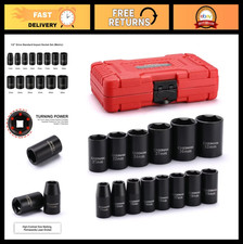 14-piece 12 Drive Shallow Impact Socket Set Metric 6-point 11mm-32mm Tools