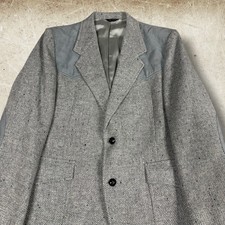 Vintage Pendleton Blazer Mens Size 42 Gray Tweed Suede Yoke Patch Western USA